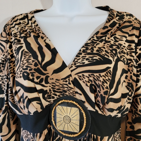 VTG Y2K Linda Segal Babydoll Top Sz L Animal Print Whimsigoth Fairy Grunge Boho - Picture 3 of 13